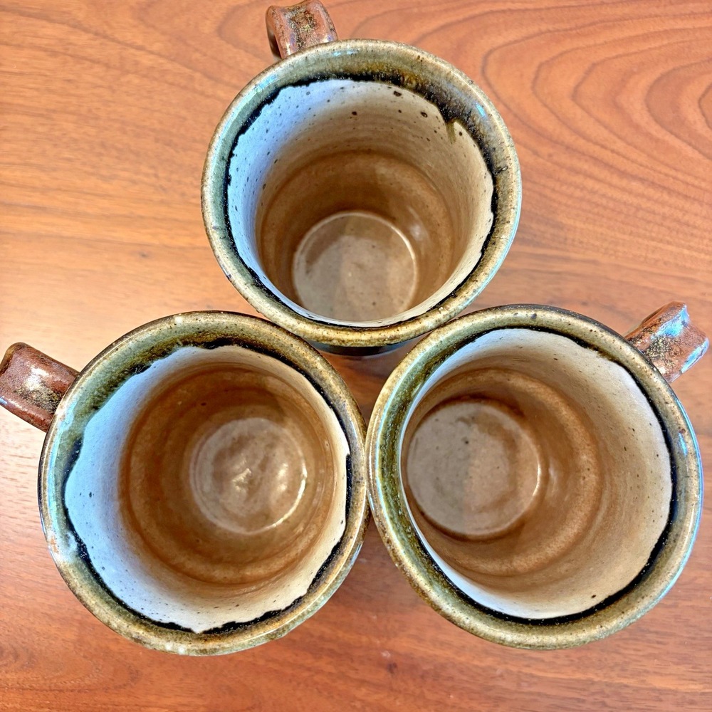 3 Studio Art Pottery Stoneware Mug Hand Thrown Cup - Picture 5 of 9